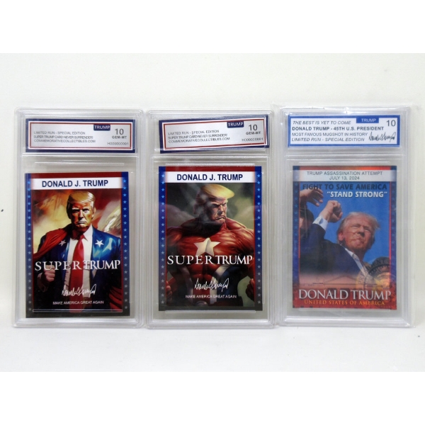 3 New Graded Donald Trump Trading Cards