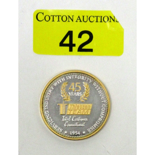 Vintage 1 Oz .999 Silver 1954 Thiessen Team Round