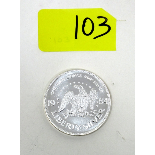 Vintage 1 Oz .999 Silver 1984 Liberty Bell Round