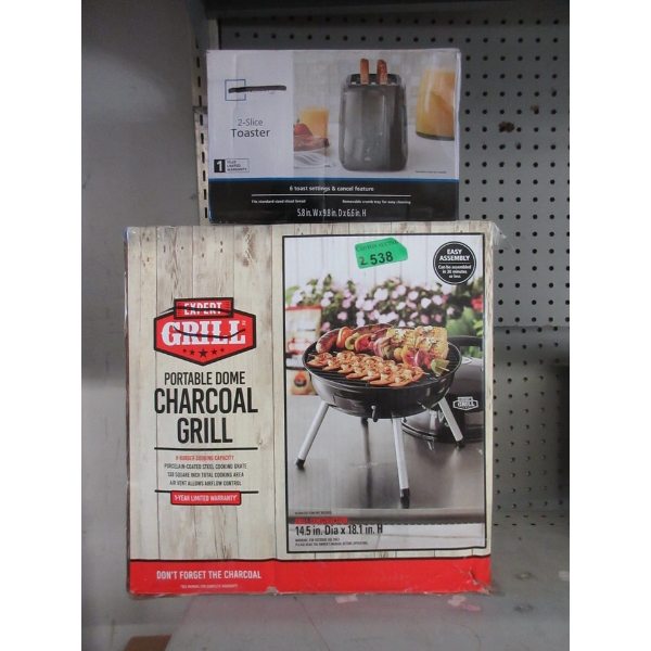 2 Slice Toaster & Portable Dome Charcoal Grill 