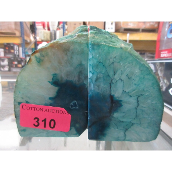 Blue Brazilian Crystal Agate Bookend Set