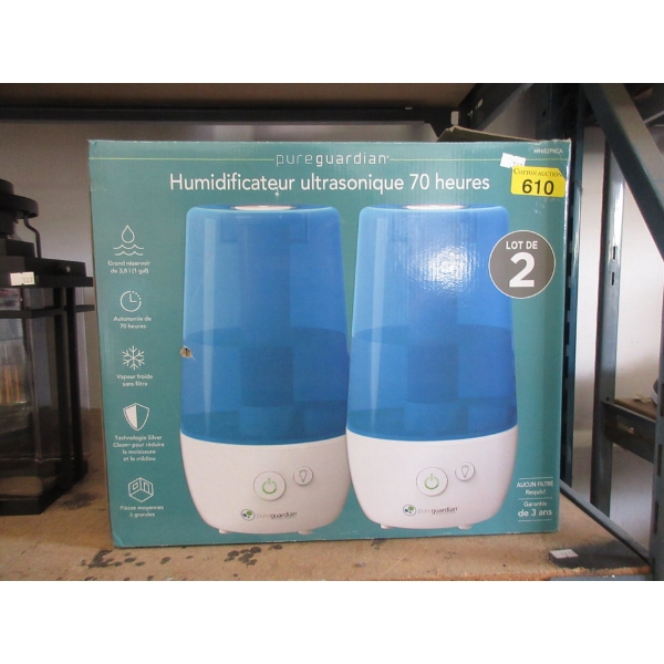 Pack of 2 Pureguardian 70-Hr Ultrasonic Humidifiers