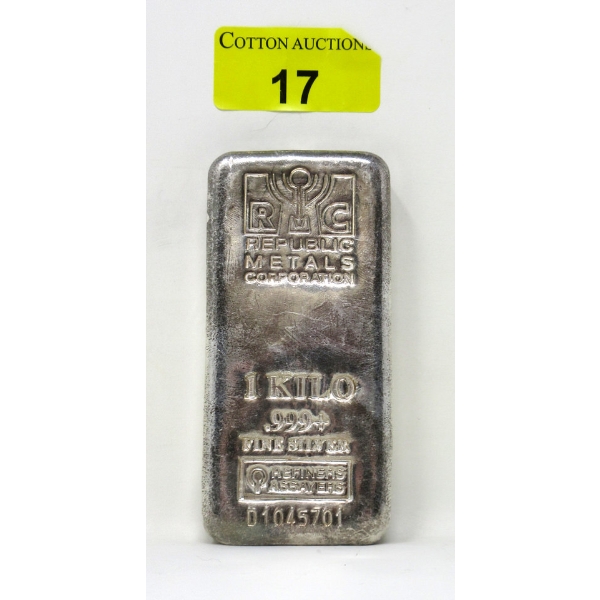 1 Kilo .999+ Silver RMC Bar 