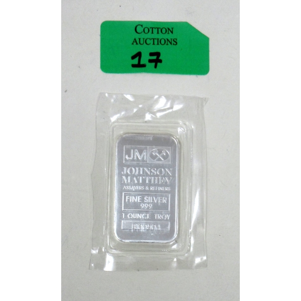 1 Oz .999 Silver Johnson Matthey Bar 