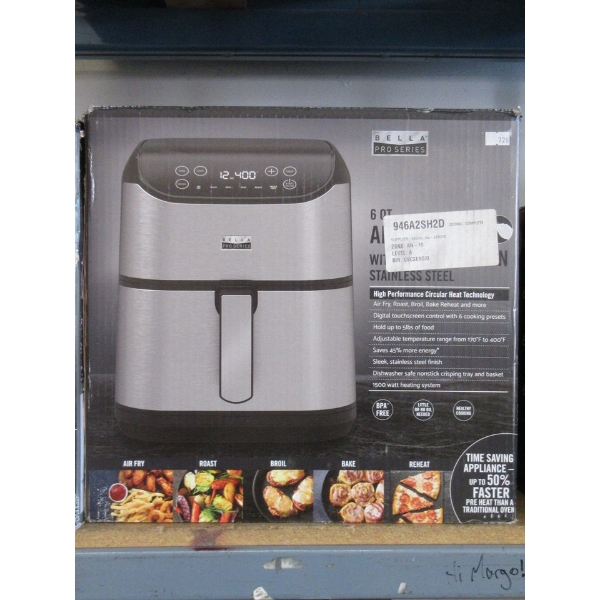Bella Pro Series 6 Qt Air Fryer - Stainless Steel 