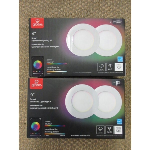 2 Sets of 2 Recessed 4" Smart Lighting Kits - Globe Brand