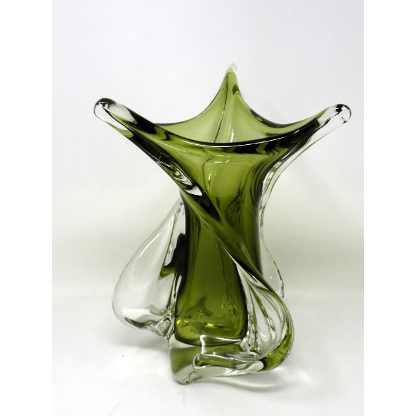 MCM Green Canadian Chalet Art Glass Vase