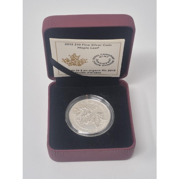 Half Oz .9999 Silver 2015 Maple Leaf $10 Coin 