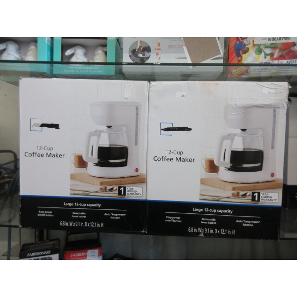 2 Mainstays 12-Cup Coffee Makers - White