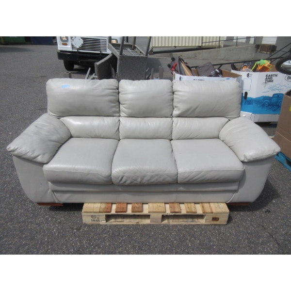 Grey David Divani Italian Leather 3 Seat Sofa