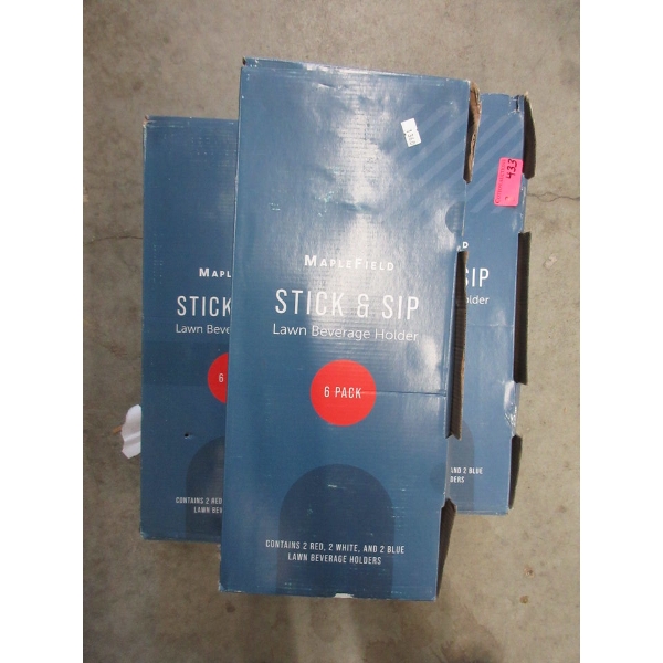 3 New Sets of 6 Stick & Sip Lawn Beverage Holders