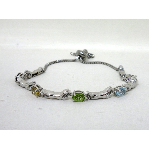 Multi-Gemstone Bolo Bracelet 