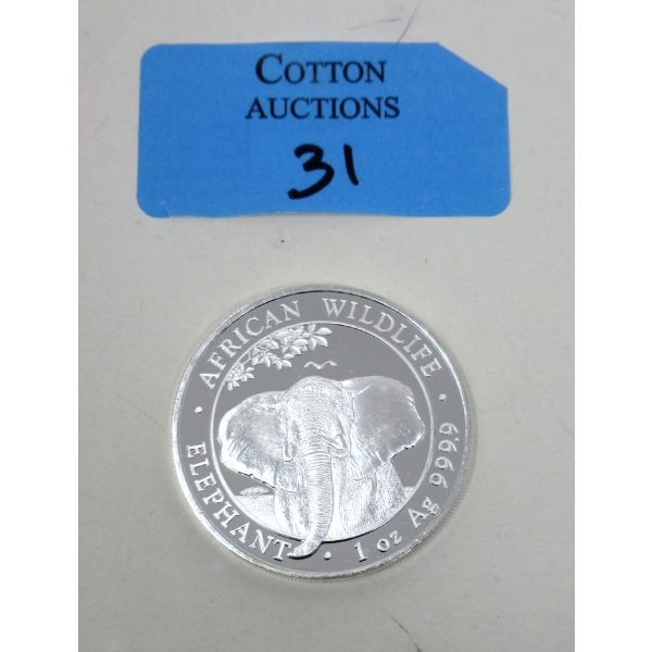 1 Oz .9999 Silver African Wildlife Elephant Coin 