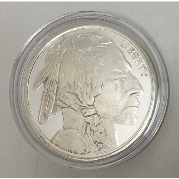1 Oz .999 Silver Buffalo/Indigenous Art Round 