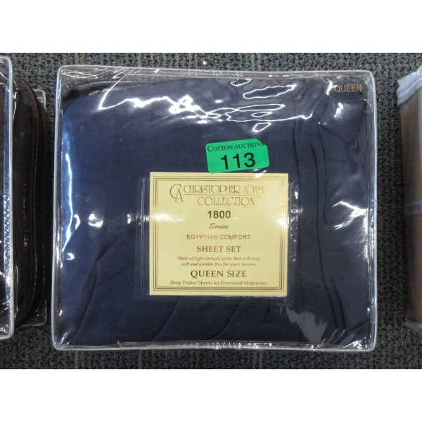 New Queen Christopher Adams Sheet Set - Navy