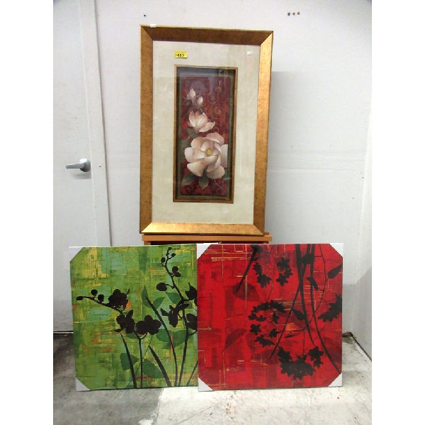1 Framed Print & 2 New Canvas Wall Art