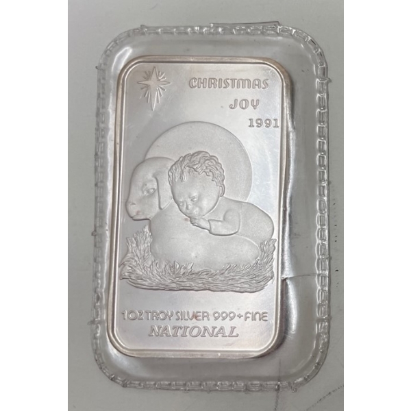 Vintage 1 Oz .999+ Silver 1991 National Bar 
