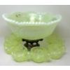 Image 1 : Fenton Green Opalescent Vaseline Glass Punch Bowl Set 