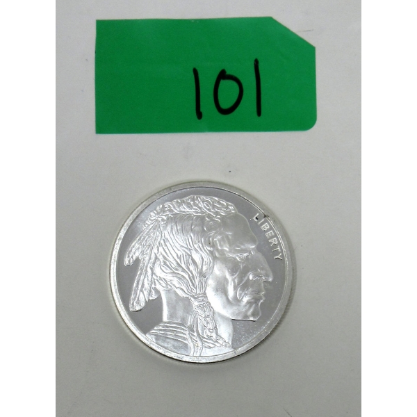 1 Oz .999 Silver Indigenous/ Buffalo Round 