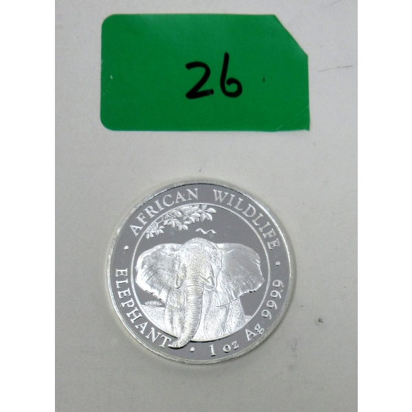 1 Oz .9999 Silver 2021 African Wildlife Elephant Coin 