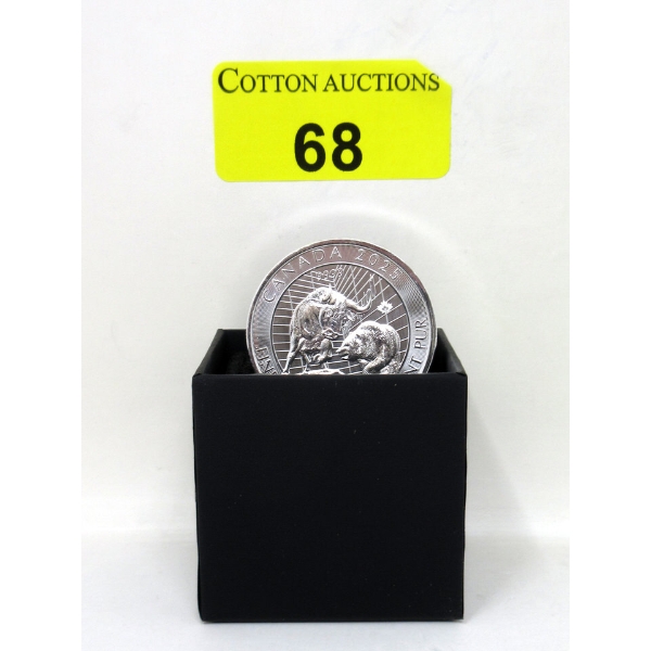 2 Oz .9999 Silver 2025 Bull/Bear Coin