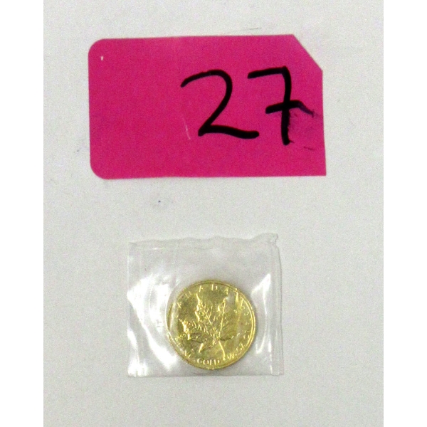1/10 Oz .9999 Fine Gold 1982 Maple Leaf Coin 