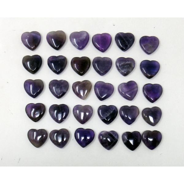 30 Polished Amethyst Gemstone Hearts
