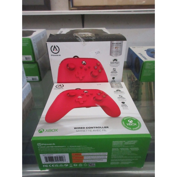 2 Red PowerA Xbox Wired Controllers