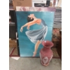 Image 1 : 3 Original Acrylic Paintings& 1 Large Vase
