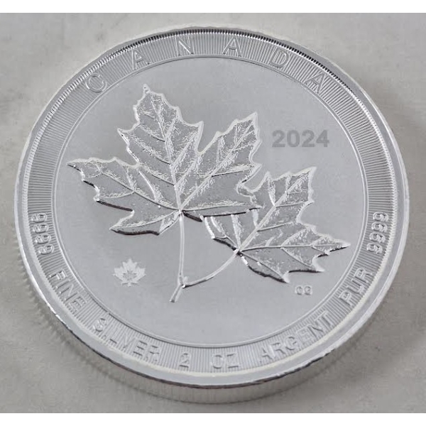 2 Oz .9999 Silver 2024 Canada Twin Maples Coin 