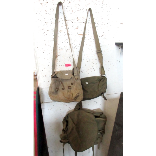 Vintage Canvas Backpack & 2 Canvas Gear Bags