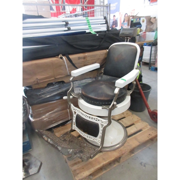 Vintage Koken Barber Chair with Leather Accents