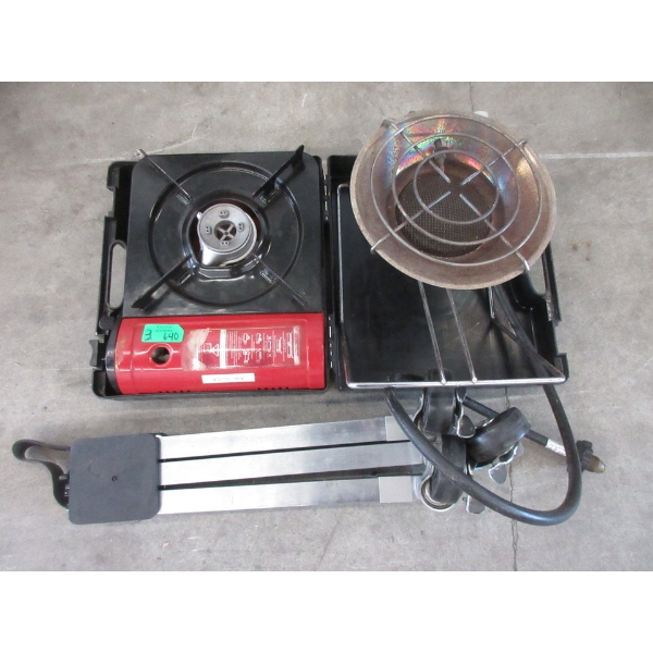 Propane Camp Stove, Propane Heater & 3 Wheel Dolly