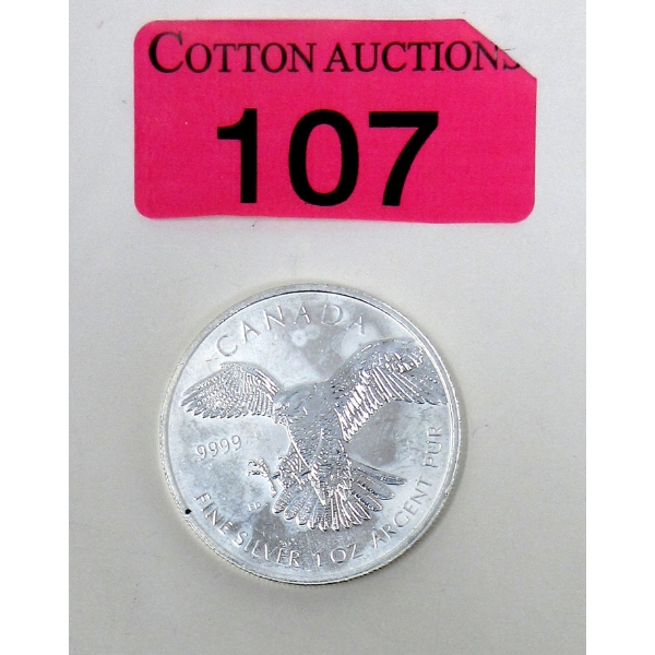 1 Oz .9999 Silver 2014 Peregrine Falcon Coin 