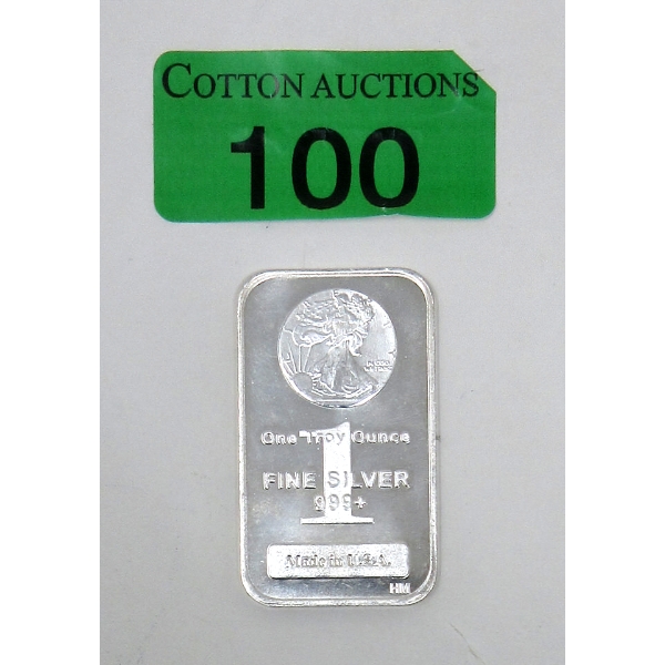 1 Oz .999+ Silver Walking Liberty Bar 