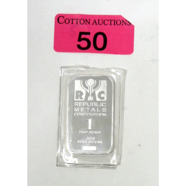 1 Oz .999 Silver Republic Metals Corp Bar 