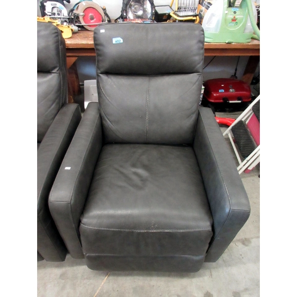 Grey Bonded Leather Swivel Rocking Recliner 