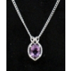 Image 1 : Amethyst & Diamond Sterling Silver Pendant