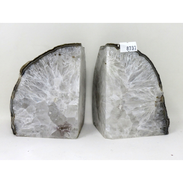 Polished Brazilian Crystal Agate Bookend Set