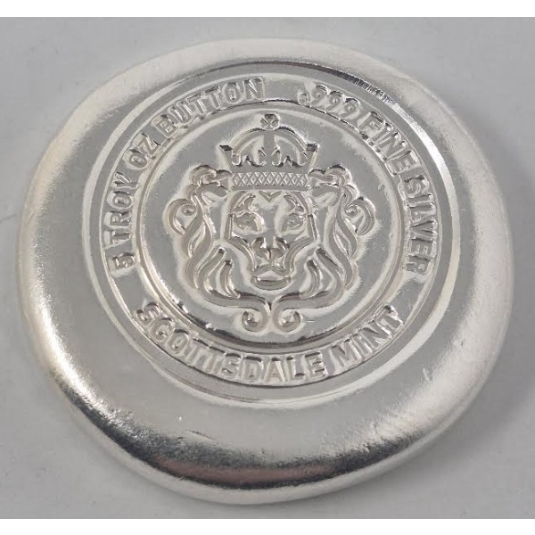 5 Oz .999 Silver Scottsdale Lion Button Round