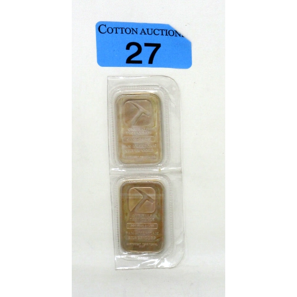 2 x 1/2 Oz .999 Silver Pan American Bars 