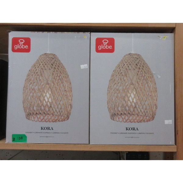 2 Kora Pendant Lights by Globe - Bamboo Shade