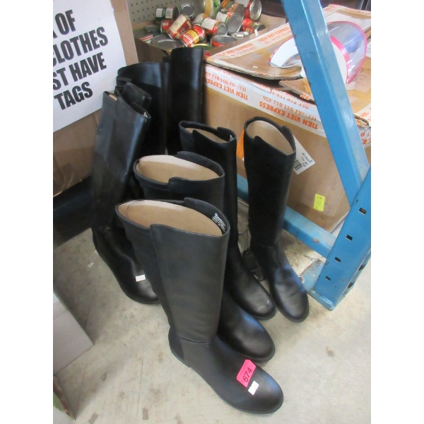 4 New Pairs of Women's Knee High Boots - Black