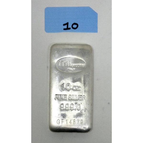 Italian Mint 10 Oz .999 Silver Bar 