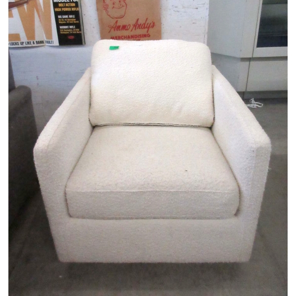White Fabric Upholstered Arm Chair 