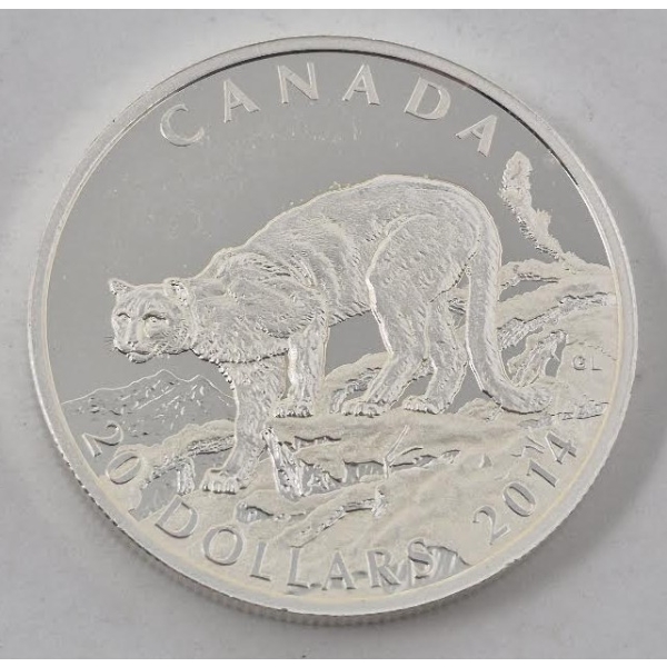 1 Oz .9999 Silver 2014 Canada Cougar Coin 