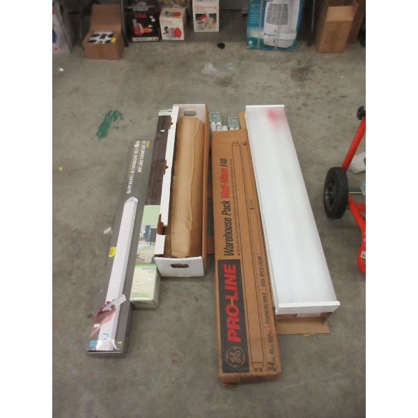 5 Piece Lot of Shop Lights, Tubes, Blind & Paper
