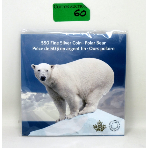 Half Oz .9999 Silver 2014 Polar Bear $50 Coin 