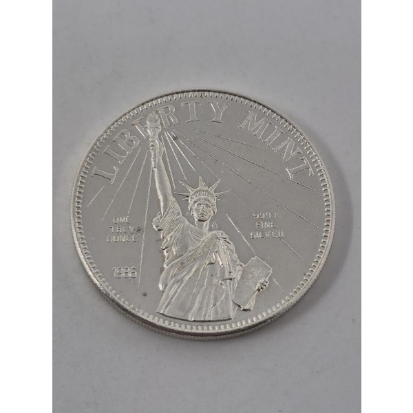 1 Oz .999+ Silver Liberty Mint Round 