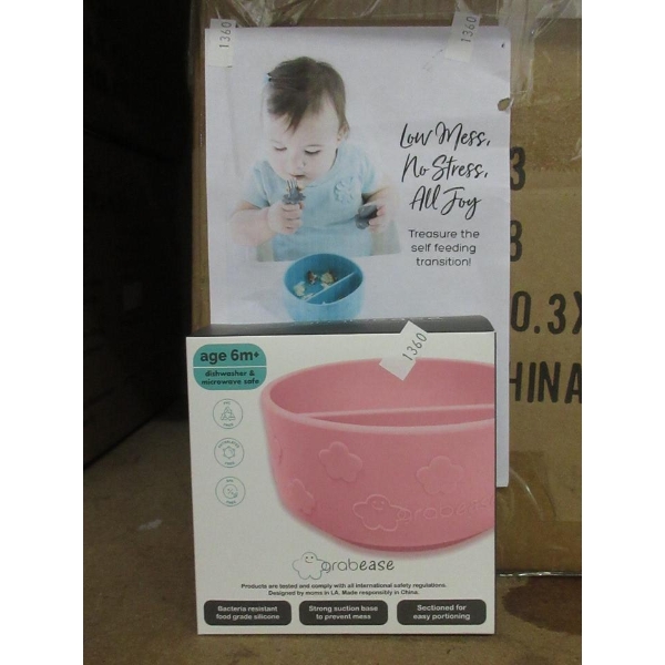 20 New Grabease Silicone Suction Baby Bowls - Pink